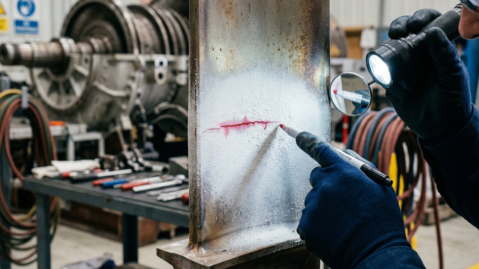 NDT Dye Penetrant Inspection in Shop