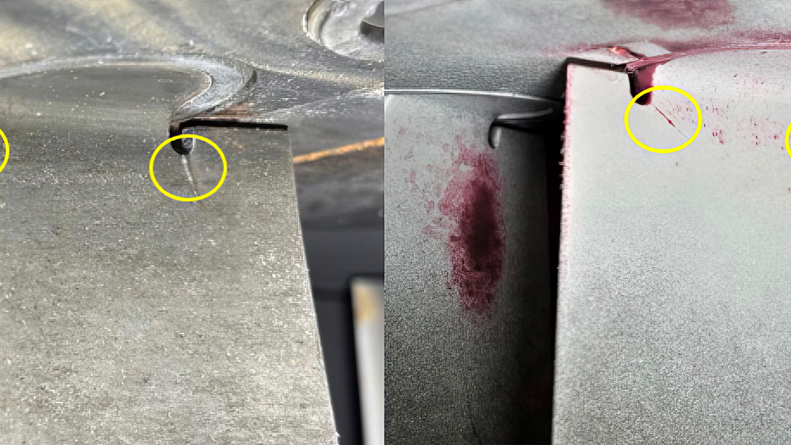 Visible Dye Penetrant Testing Examples From Advanced Turbine Support